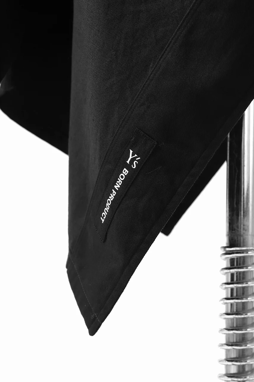 Y's HIGH-COLLAR LONG COAT / SOFT TWILL (BLACK) - Image 32