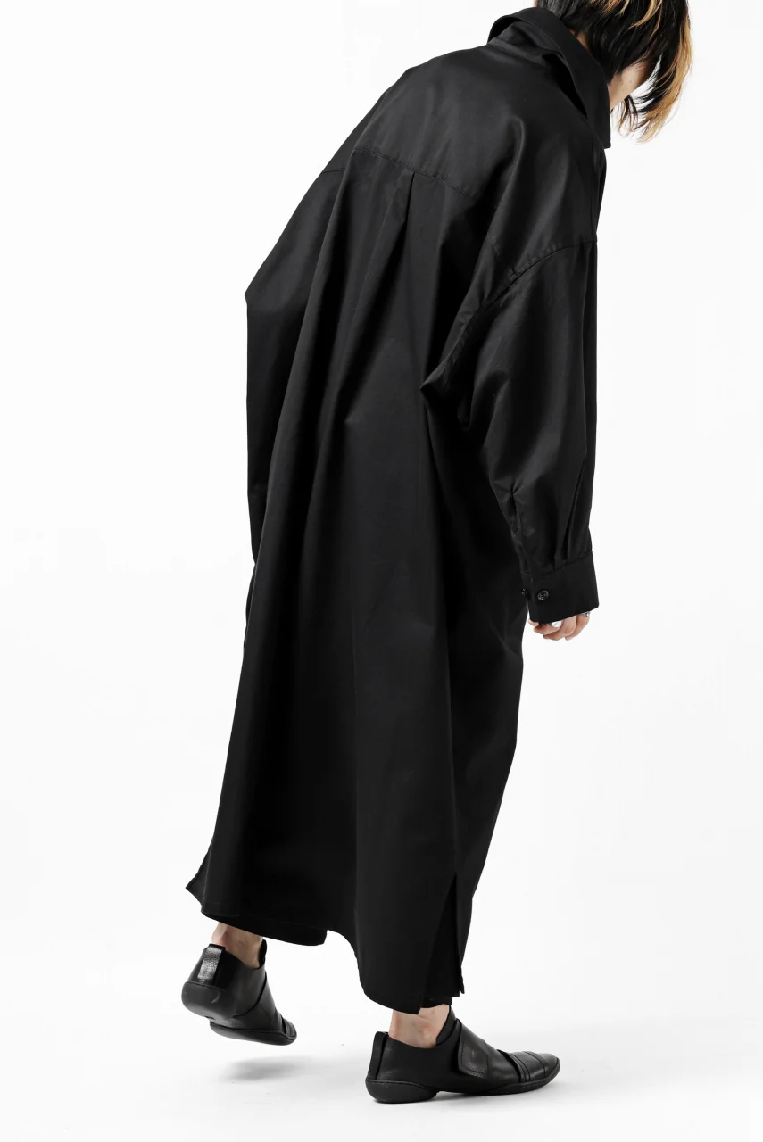 Y's HIGH-COLLAR LONG COAT / SOFT TWILL (BLACK) - Image 40