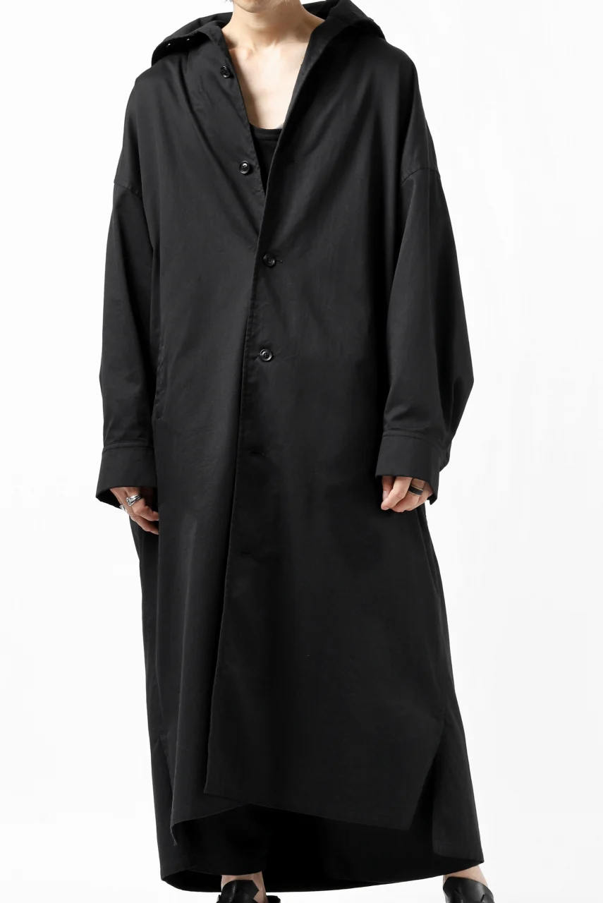 Y's HIGH-COLLAR LONG COAT / SOFT TWILL (BLACK) - Image 42