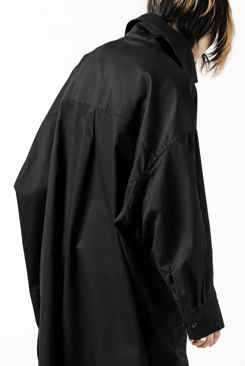 Y's HIGH-COLLAR LONG COAT / SOFT TWILL (BLACK) - Image 46