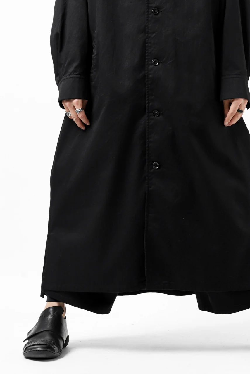 Y's HIGH-COLLAR LONG COAT / SOFT TWILL (BLACK) - Image 47
