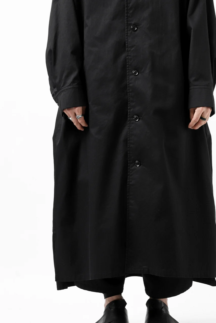 Y's HIGH-COLLAR LONG COAT / SOFT TWILL (BLACK) - Image 49