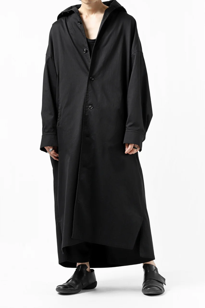 Y's HIGH-COLLAR LONG COAT / SOFT TWILL (BLACK) - Image 51