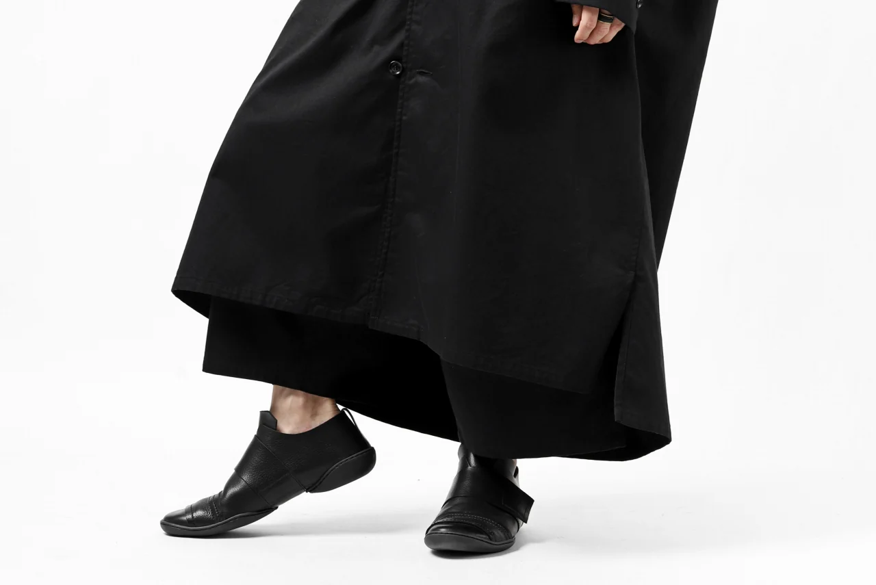 Y's HIGH-COLLAR LONG COAT / SOFT TWILL (BLACK) - Image 61