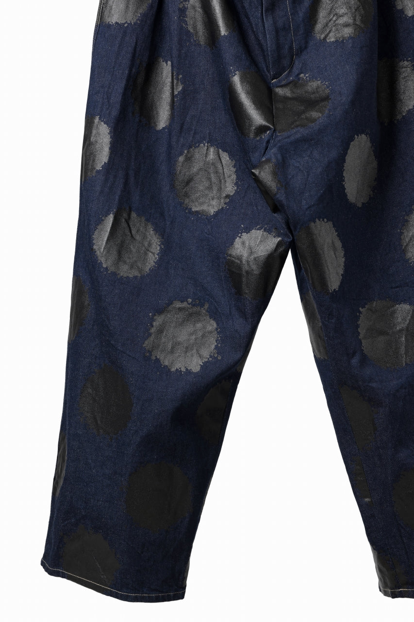 Y's.... HIPHANG SARROUEL WIDE TROUSERS / DOTS-PRINTED DENIM (INDIGO) - Image 12