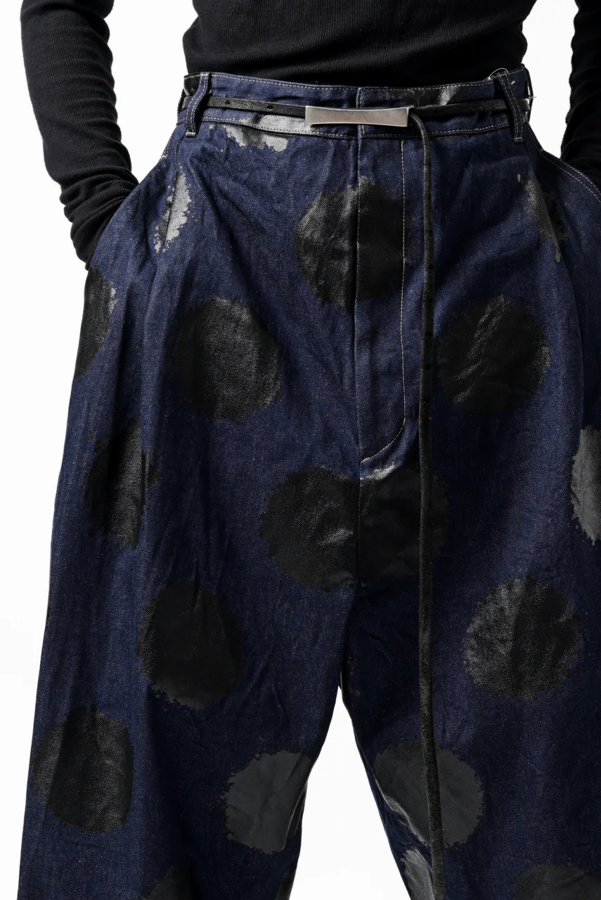 Y's.... HIPHANG SARROUEL WIDE TROUSERS / DOTS-PRINTED DENIM (INDIGO) - Image 30