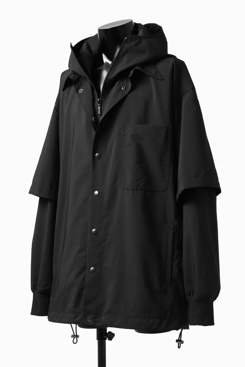 Y's....  HOODY LAYERED SHIRT ZIP BLOUSON / STRETCH TASSAH (BLACK) - Image 18