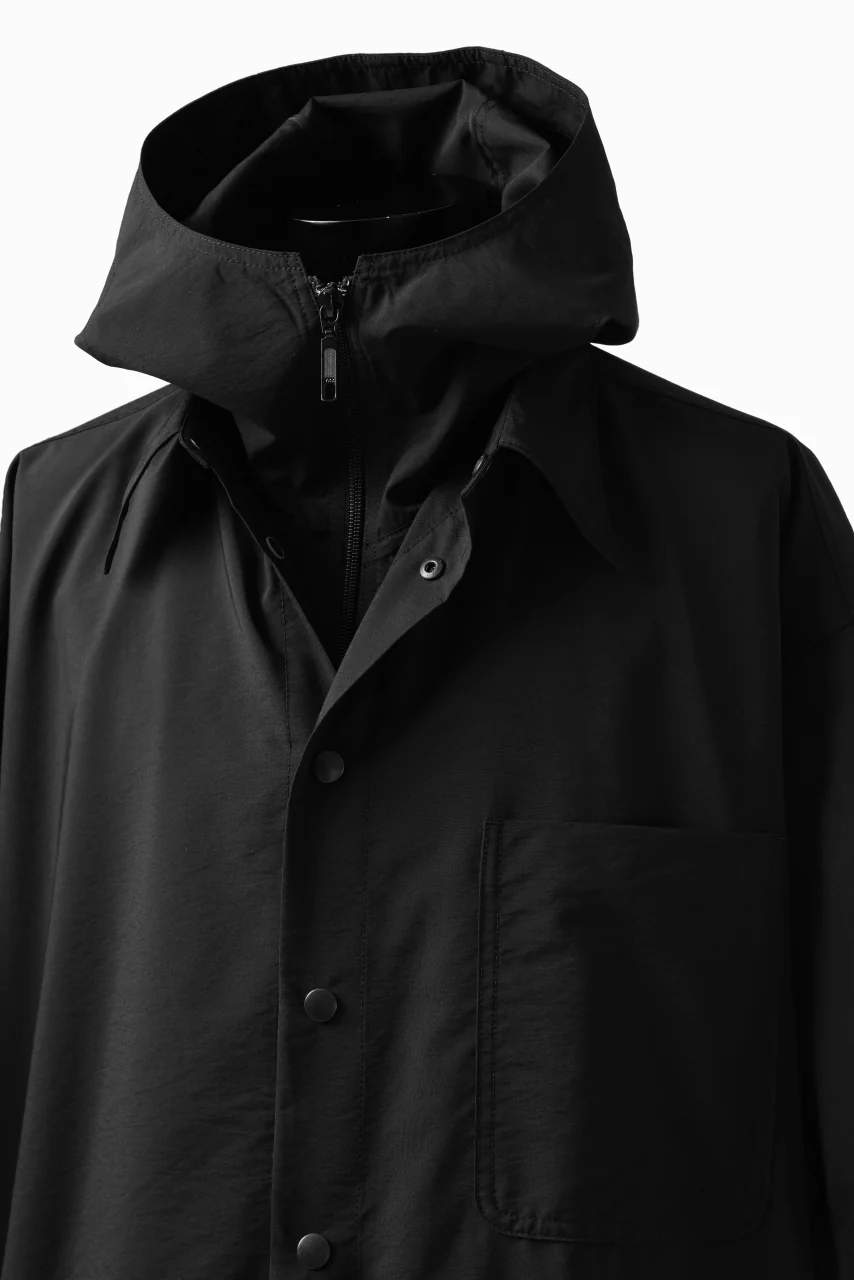 Y's....  HOODY LAYERED SHIRT ZIP BLOUSON / STRETCH TASSAH (BLACK) - Image 22