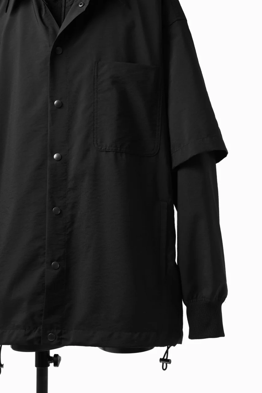 Y's....  HOODY LAYERED SHIRT ZIP BLOUSON / STRETCH TASSAH (BLACK) - Image 25