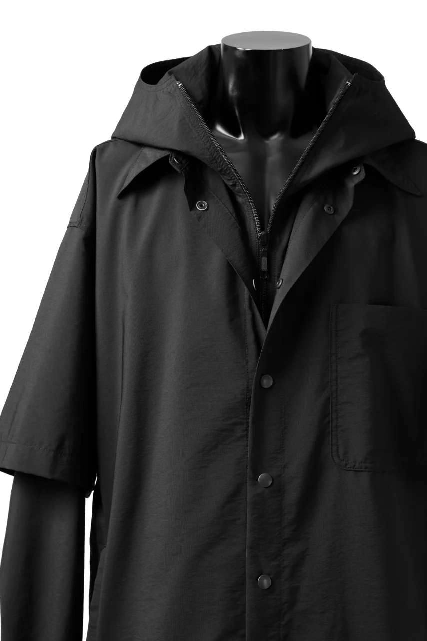 Y's....  HOODY LAYERED SHIRT ZIP BLOUSON / STRETCH TASSAH (BLACK) - Image 29
