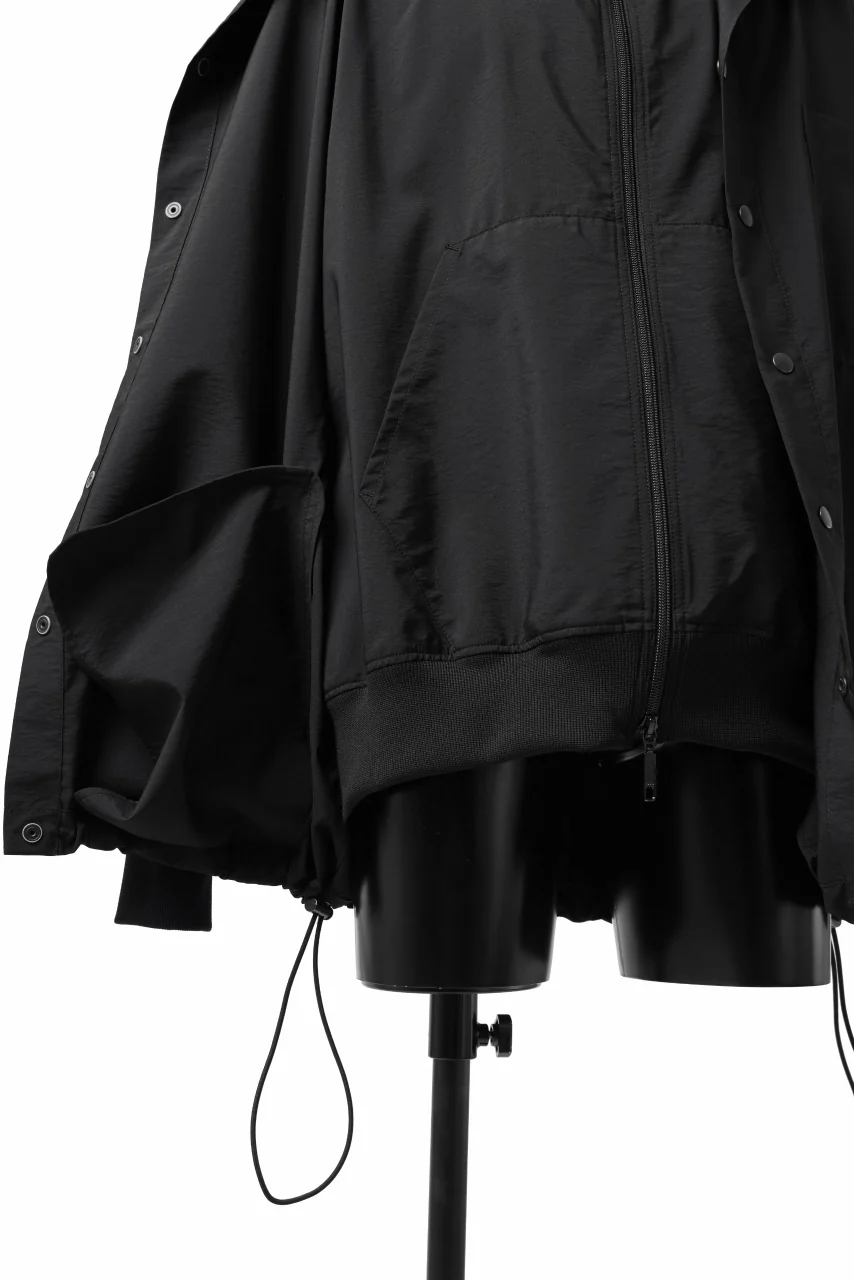 Y's....  HOODY LAYERED SHIRT ZIP BLOUSON / STRETCH TASSAH (BLACK) - Image 32