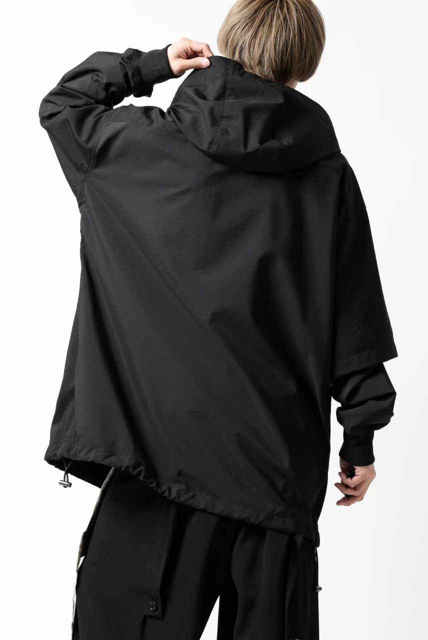 Y's....  HOODY LAYERED SHIRT ZIP BLOUSON / STRETCH TASSAH (BLACK) - Image 9