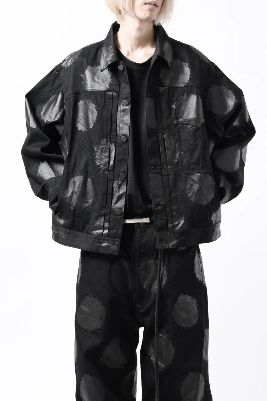 Y's.... JEAN JACKET / DOTS-PRINTED DENIM (BLACK) - Image 3
