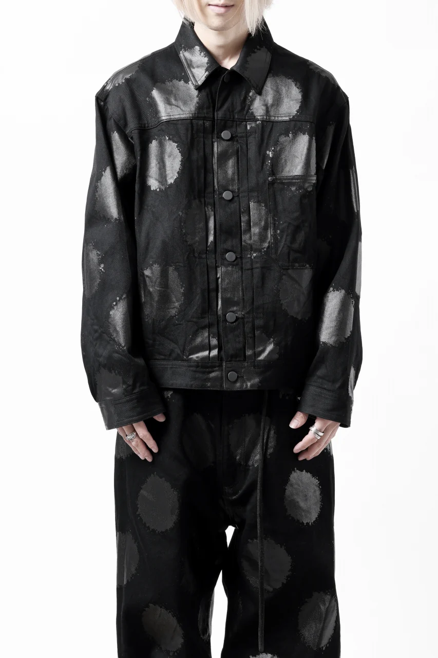 Y's.... JEAN JACKET / DOTS-PRINTED DENIM (BLACK) - Image 4