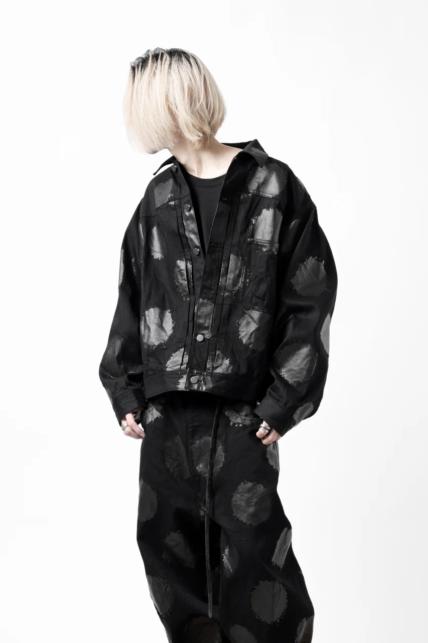 Y's.... JEAN JACKET / DOTS-PRINTED DENIM (BLACK) - Image 6