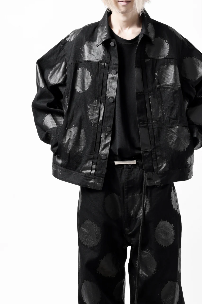 Y's.... JEAN JACKET / DOTS-PRINTED DENIM (BLACK) - Image 9