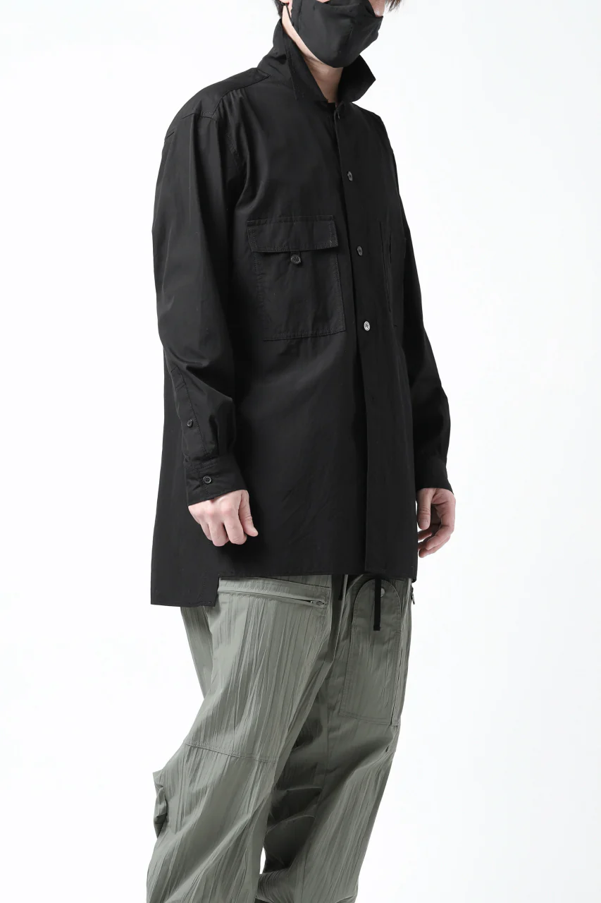 Y's LOOSEY WORK SHIRT / AIR-TUMBLED COTTON (BLACK) - Image 3