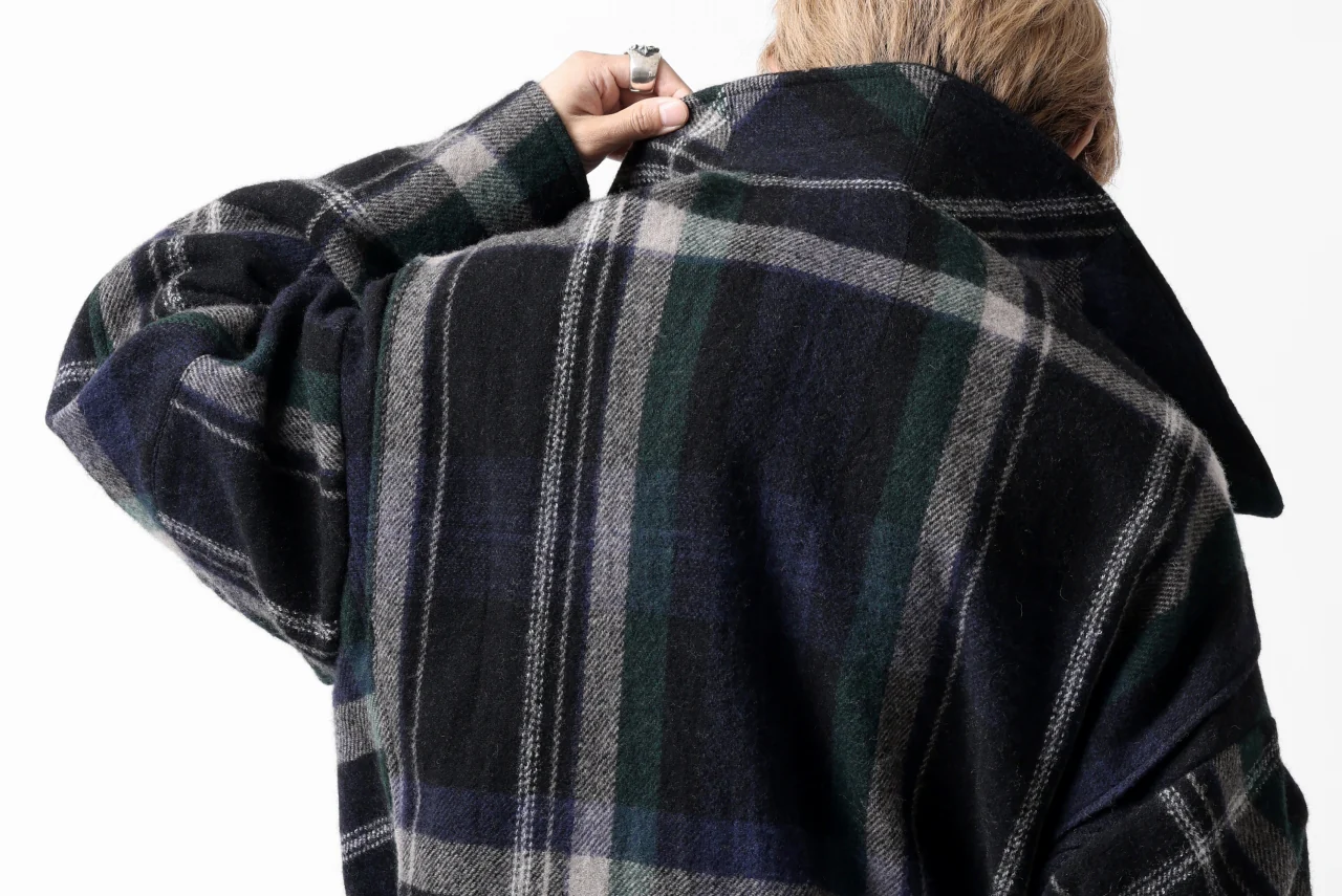 Y's OVER SIZED W RIDERS JACKET / BRANKET CHECK WOOL (BLACK) - Image 43