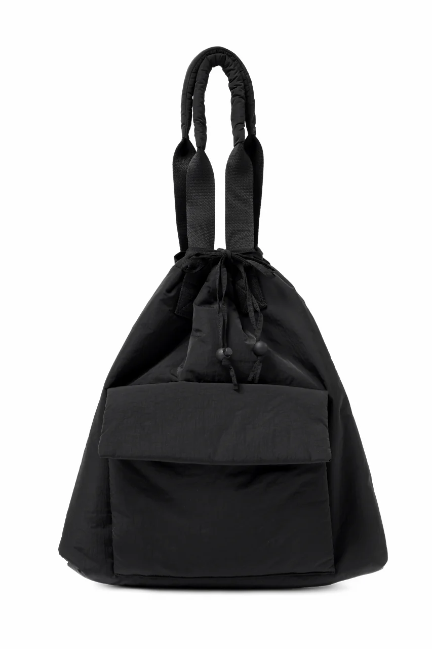Y's PADDED PURSE TOTE BAG / NY TAFFETA FABRIC (BLACK)