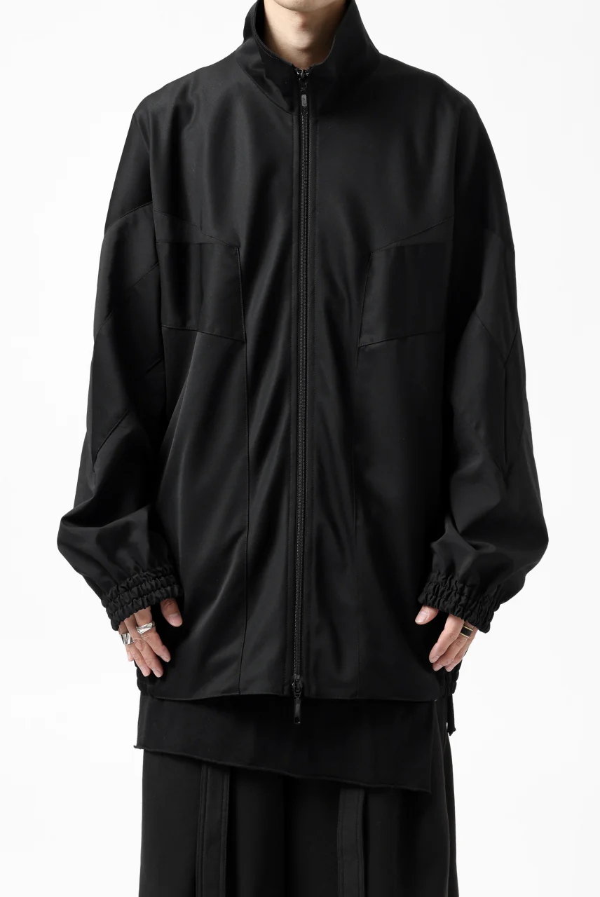 Y's....  PANELED ZIP BLOUSON / SUPER 120's DOESKIN (BLACK) - Image 2