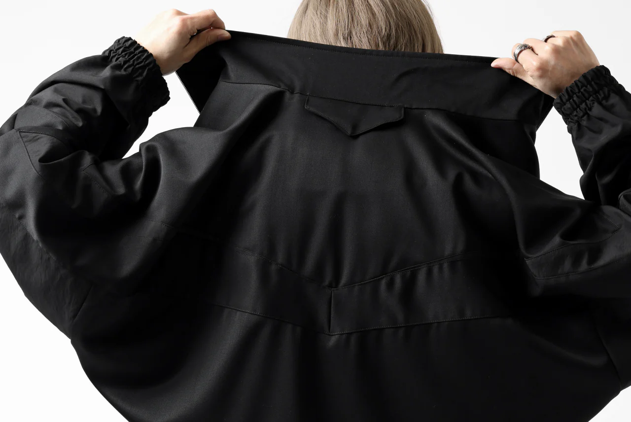 Y's....  PANELED ZIP BLOUSON / SUPER 120's DOESKIN (BLACK) - Image 63