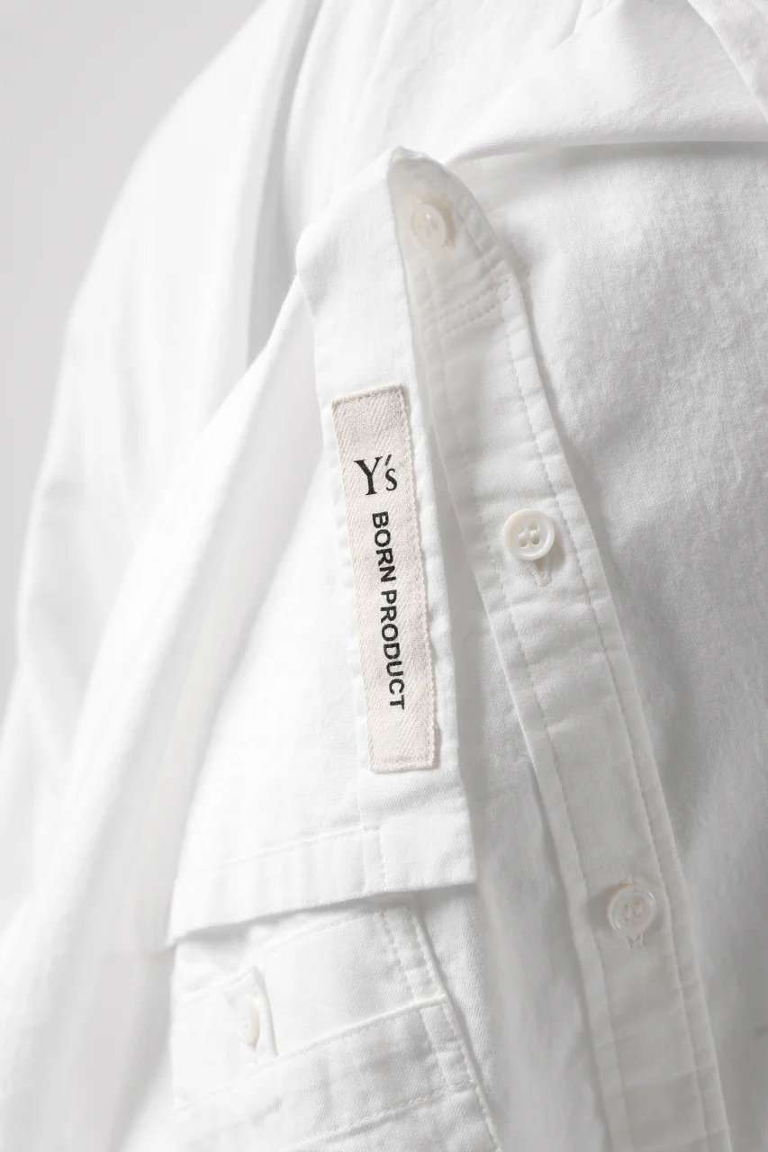 Y's ROLLED UP SLEEVE SHIRT BLOUSE / THIN TWILL (WHITE) - Image 16