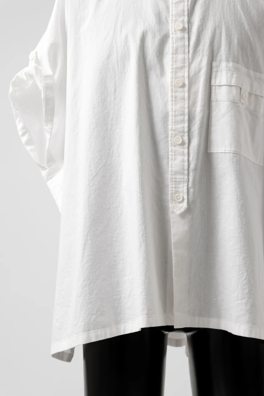 Y's ROLLED UP SLEEVE SHIRT BLOUSE / THIN TWILL (WHITE) - Image 6