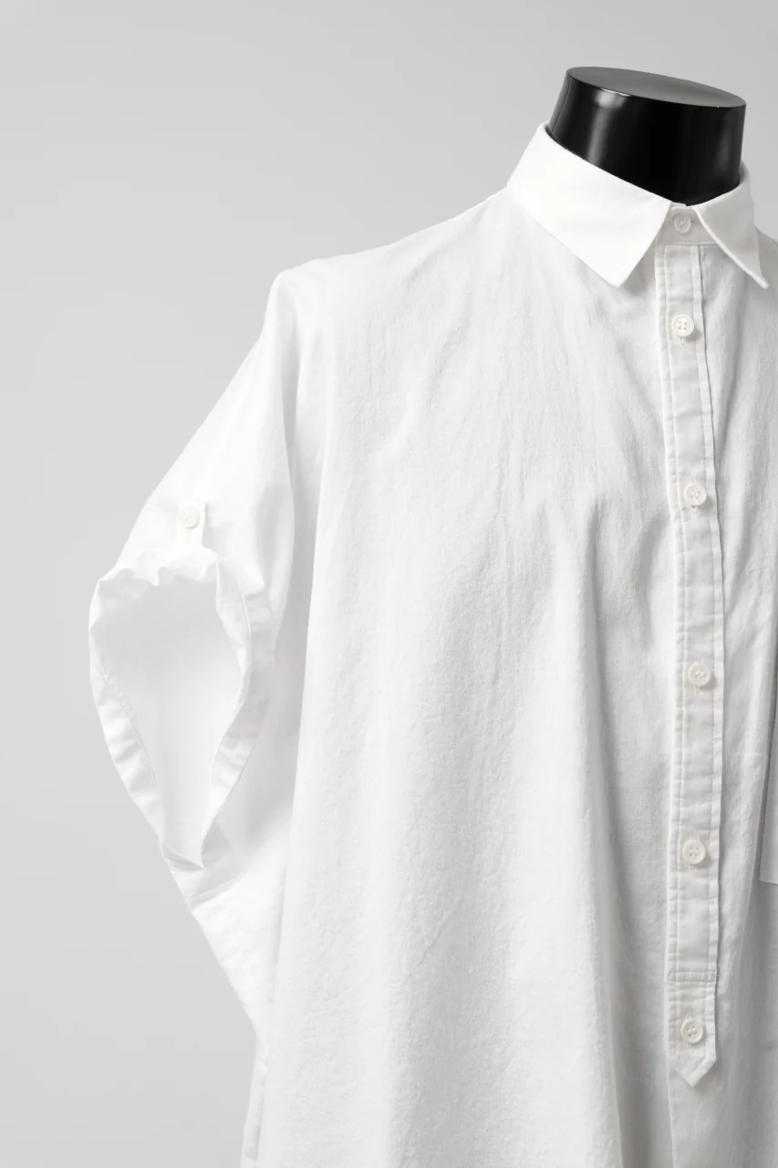 Y's ROLLED UP SLEEVE SHIRT BLOUSE / THIN TWILL (WHITE) - Image 8