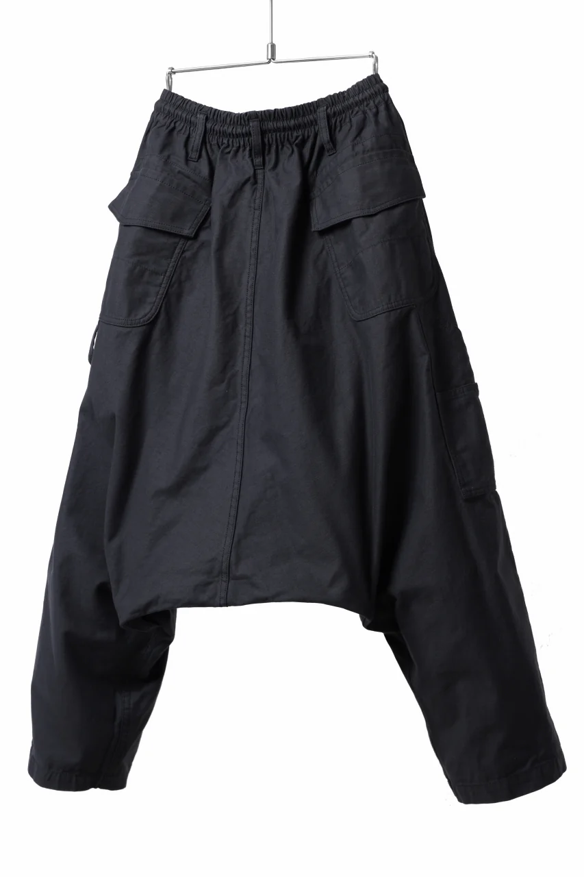 Y's SARROUEL PANTS PAINTER-DETAIL / BACK SATIN VULCANIZATION COTTON (BLACK) - Image 10