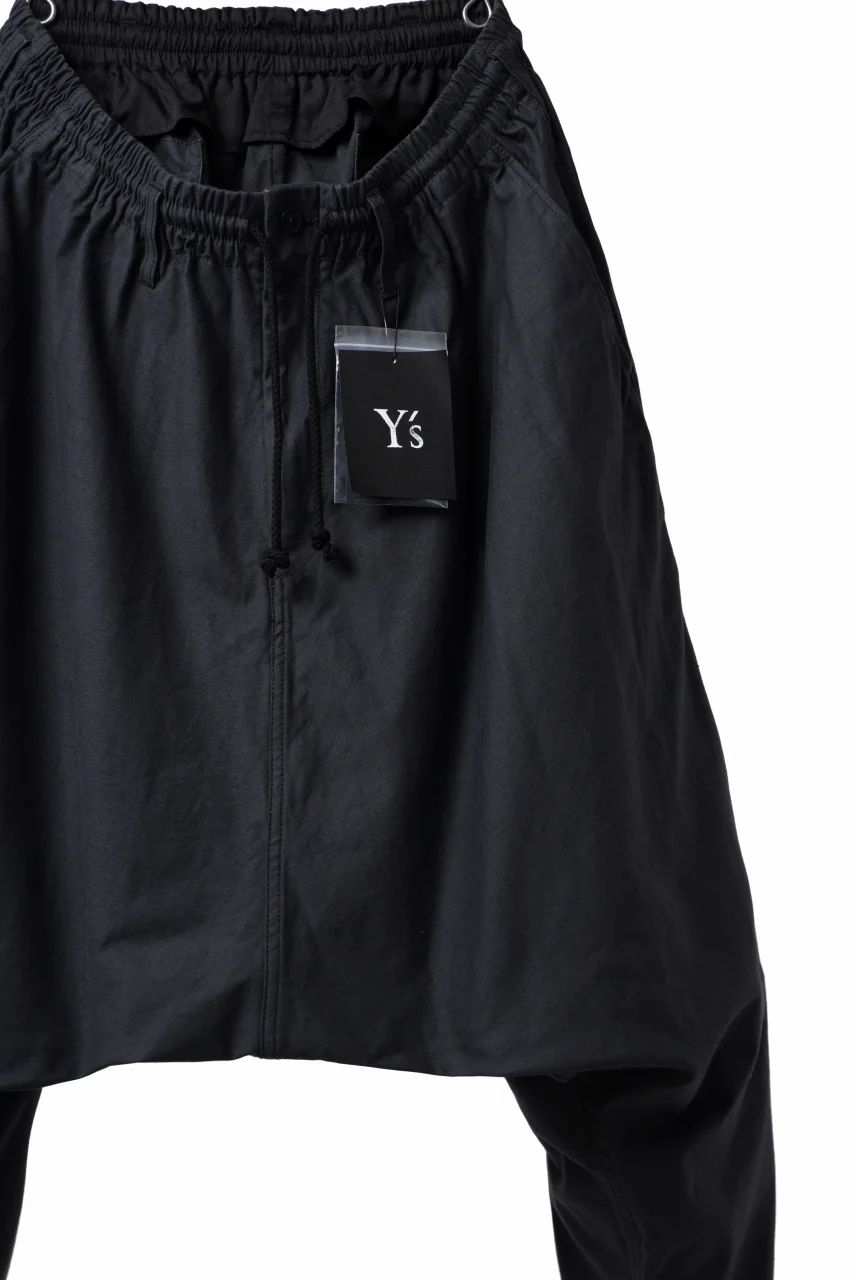 Y's SARROUEL PANTS PAINTER-DETAIL / BACK SATIN VULCANIZATION COTTON (BLACK) - Image 12