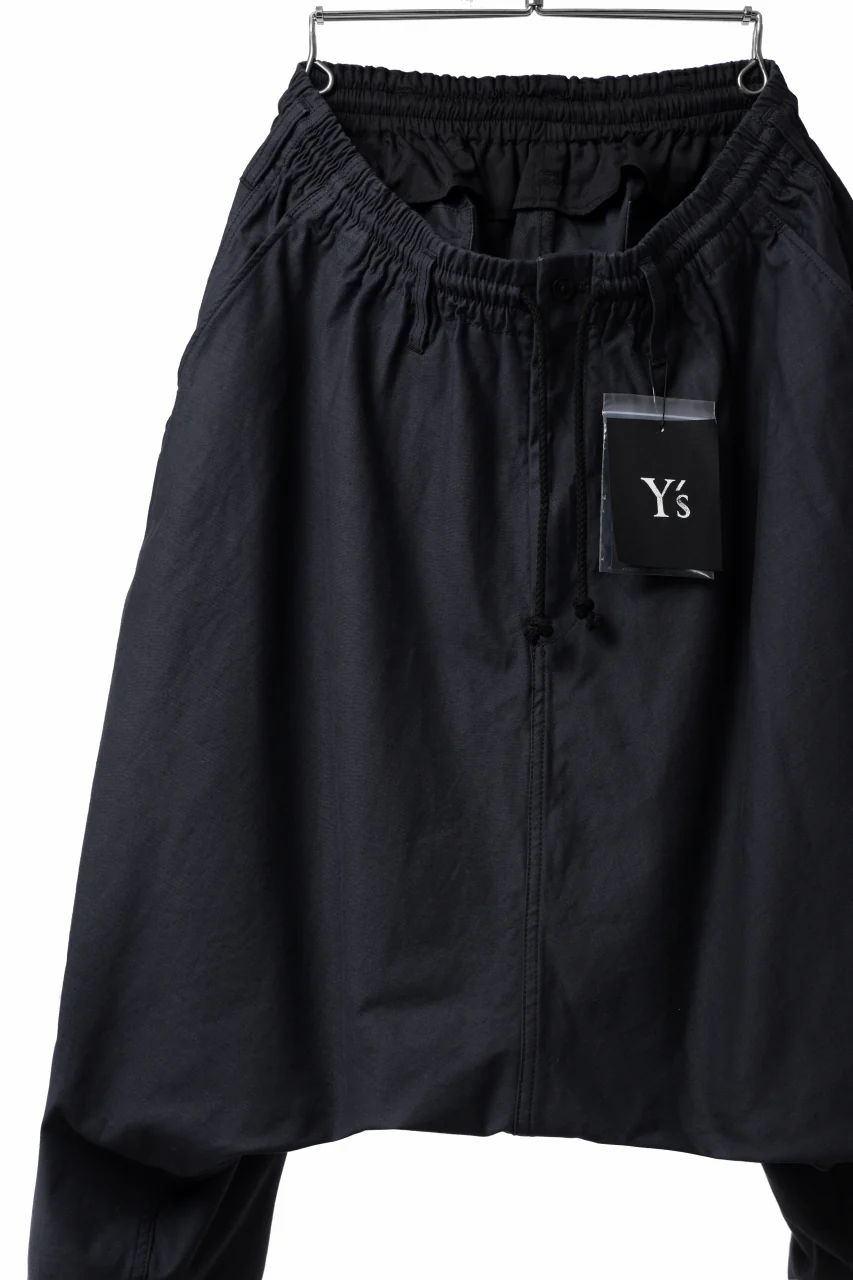 Y's SARROUEL PANTS PAINTER-DETAIL / BACK SATIN VULCANIZATION COTTON (BLACK) - Image 14