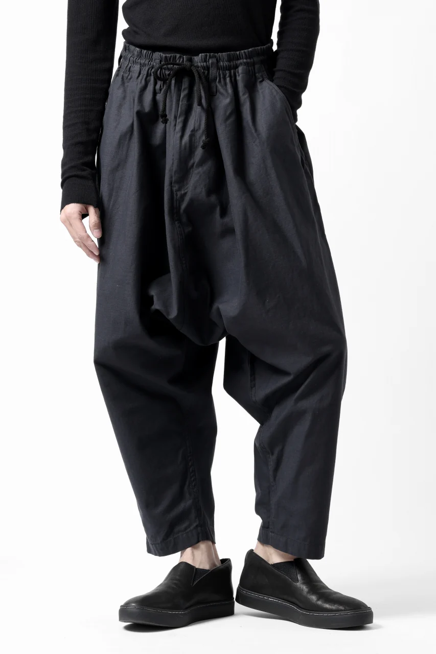 Y's SARROUEL PANTS PAINTER-DETAIL / BACK SATIN VULCANIZATION COTTON (BLACK) - Image 2