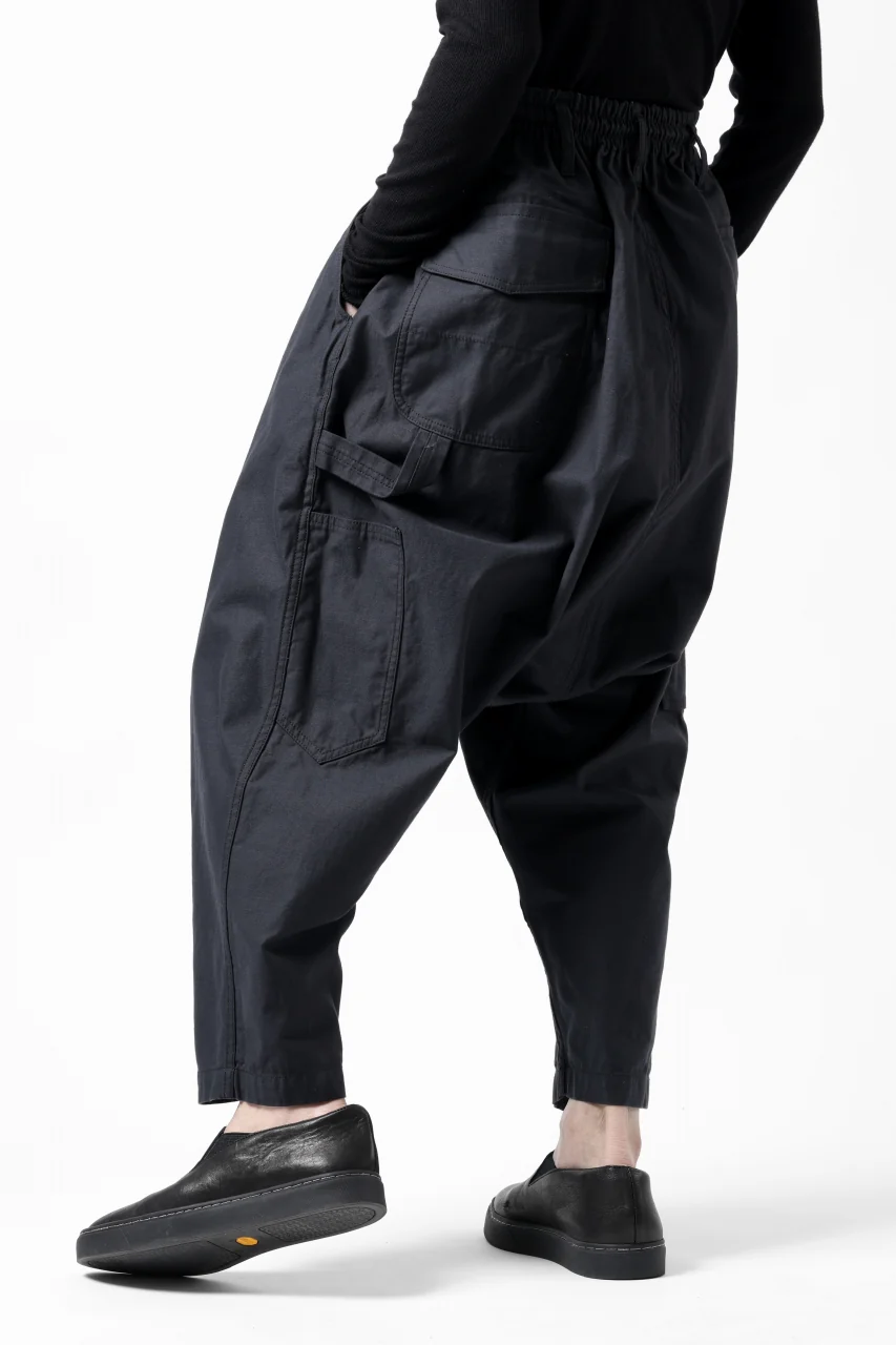 Y's SARROUEL PANTS PAINTER-DETAIL / BACK SATIN VULCANIZATION COTTON (BLACK) - Image 20