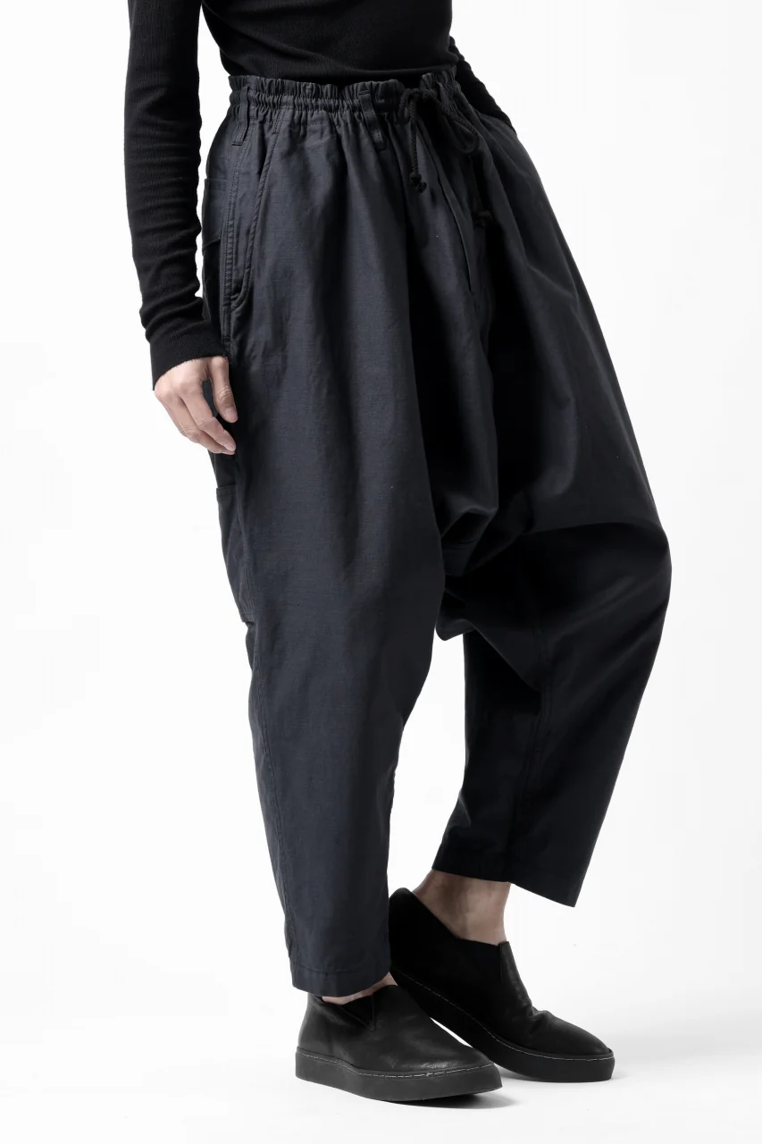 Y's SARROUEL PANTS PAINTER-DETAIL / BACK SATIN VULCANIZATION COTTON (BLACK) - Image 21