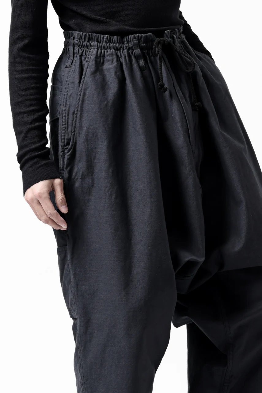 Y's SARROUEL PANTS PAINTER-DETAIL / BACK SATIN VULCANIZATION COTTON (BLACK) - Image 24