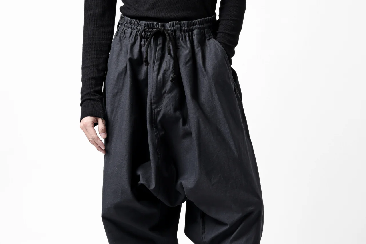 Y's SARROUEL PANTS PAINTER-DETAIL / BACK SATIN VULCANIZATION COTTON (BLACK) - Image 28