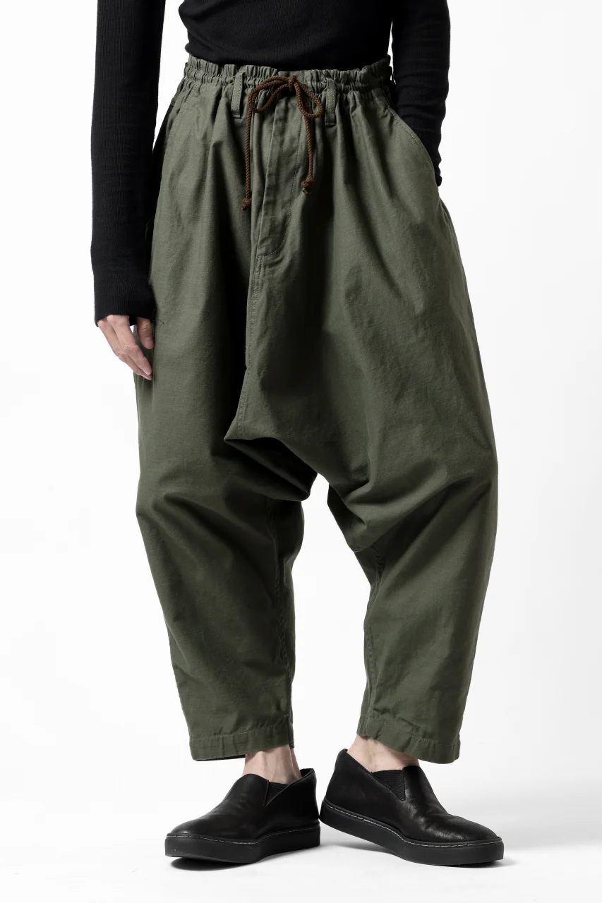 Y's SARROUEL PANTS PAINTER-DETAIL / BACK SATIN VULCANIZATION COTTON (KHAKI) - Image 2
