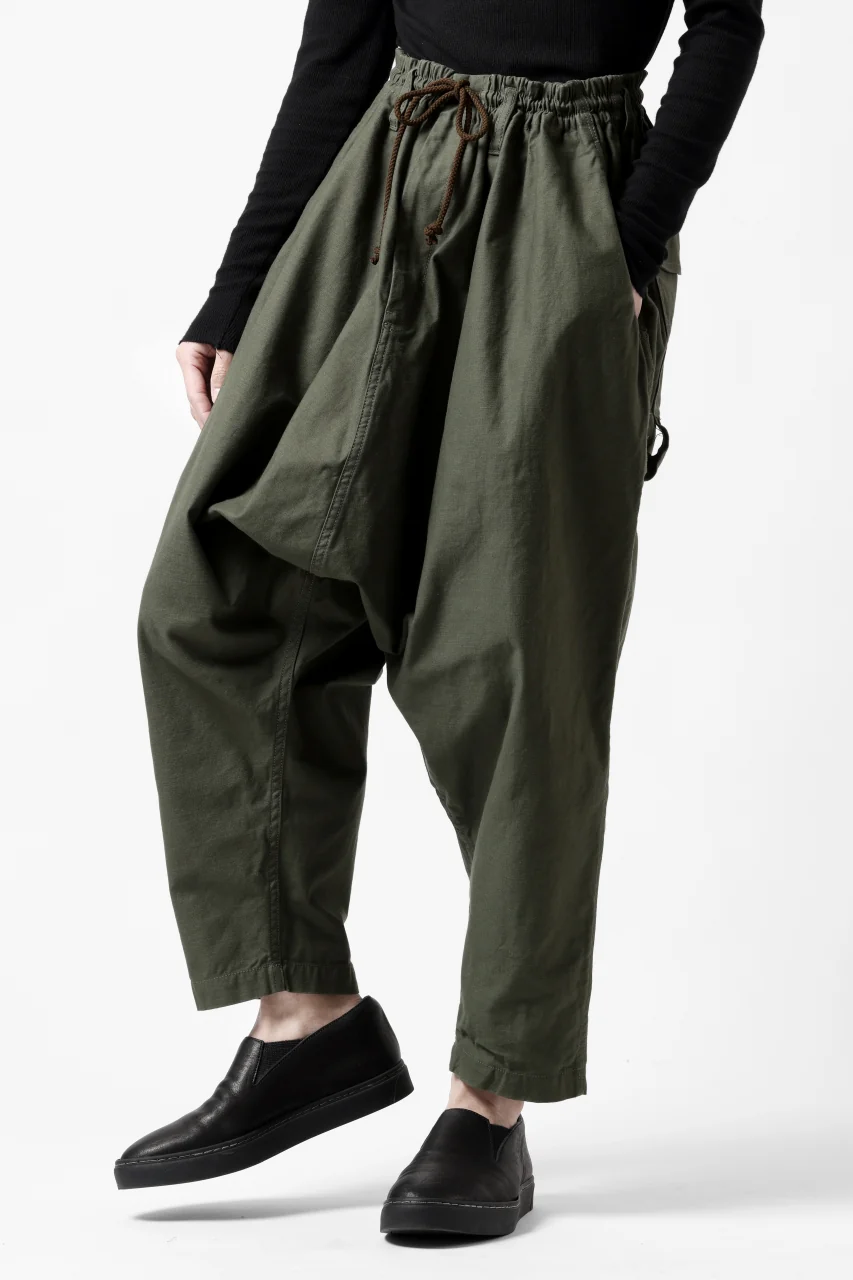 Y's SARROUEL PANTS PAINTER-DETAIL / BACK SATIN VULCANIZATION COTTON (KHAKI) - Image 4