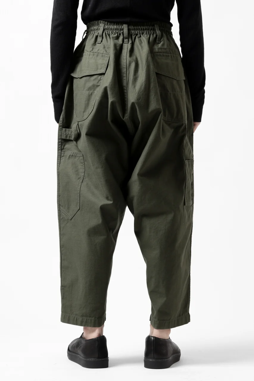 Y's SARROUEL PANTS PAINTER-DETAIL / BACK SATIN VULCANIZATION COTTON (KHAKI) - Image 5
