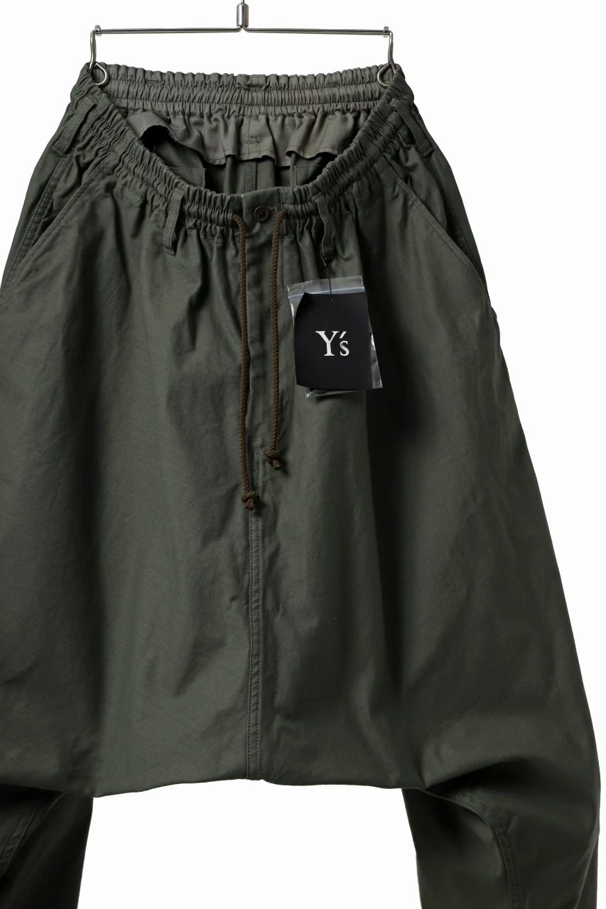 Y's SARROUEL PANTS PAINTER-DETAIL / BACK SATIN VULCANIZATION COTTON (KHAKI) - Image 6