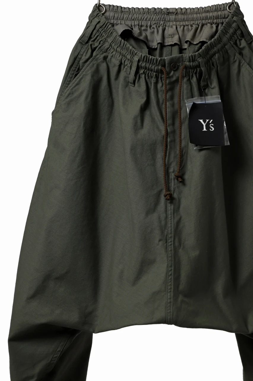 Y's SARROUEL PANTS PAINTER-DETAIL / BACK SATIN VULCANIZATION COTTON (KHAKI) - Image 7