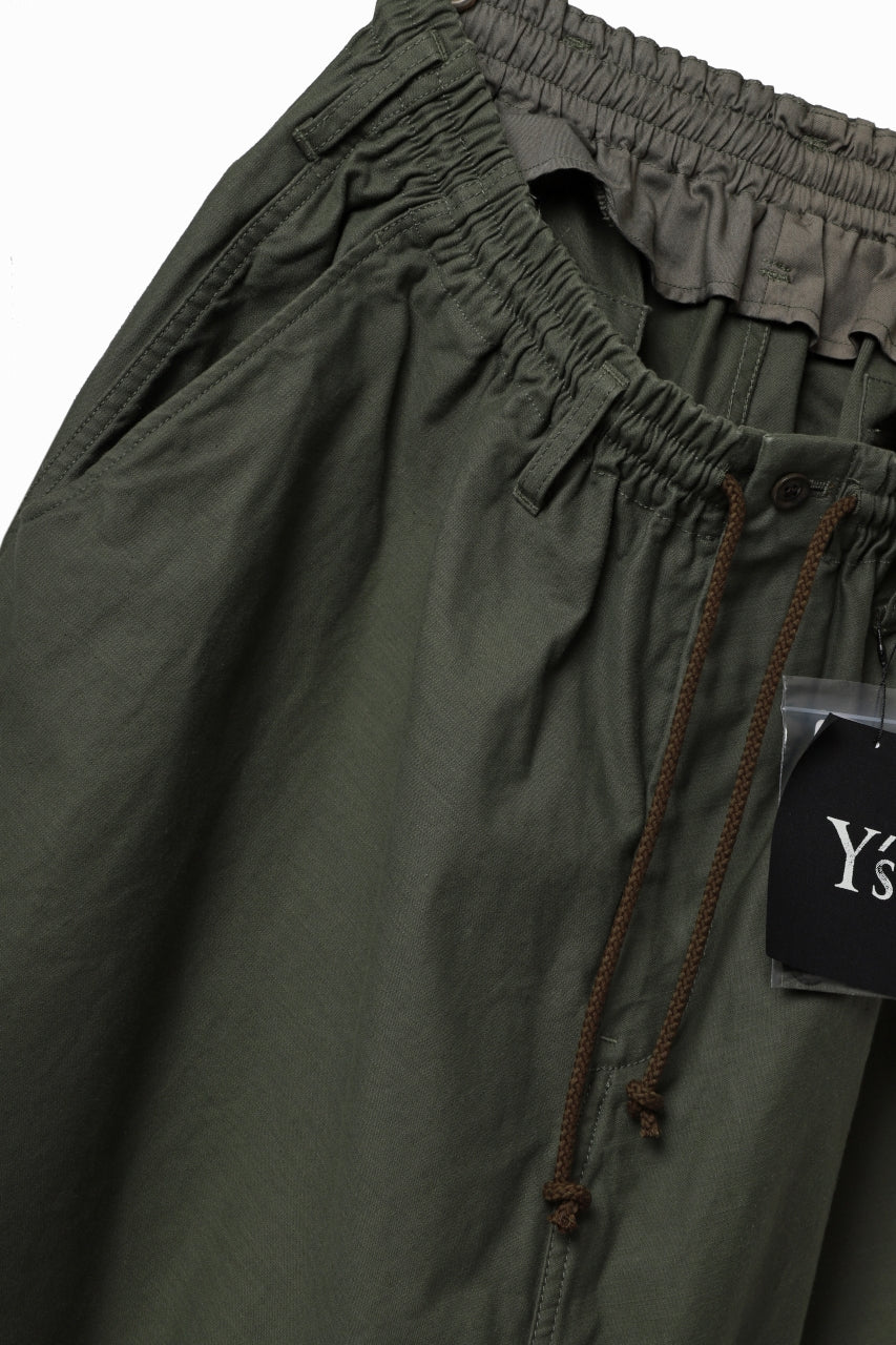 Y's SARROUEL PANTS PAINTER-DETAIL / BACK SATIN VULCANIZATION COTTON (KHAKI) - Image 8