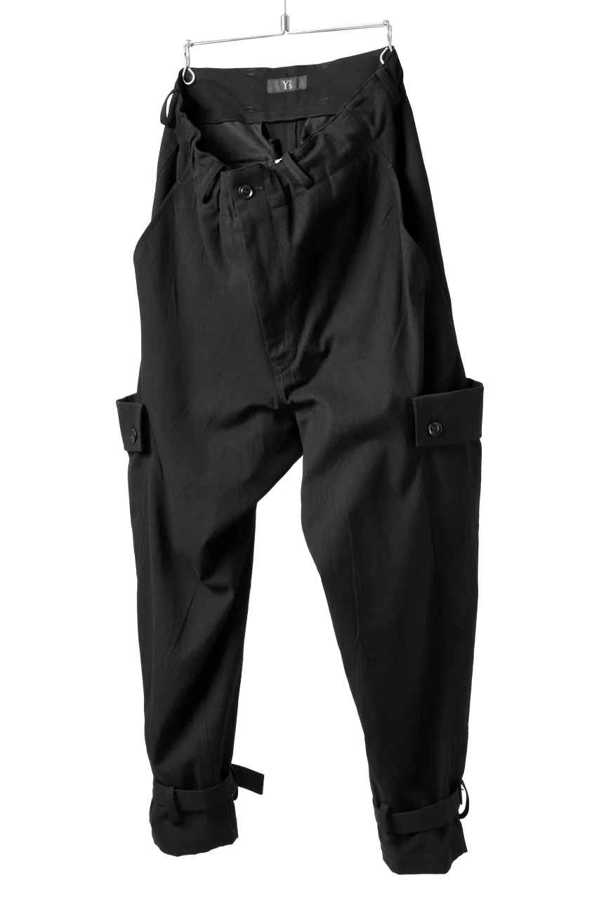 Y's SIDE FLAP POCKET PANTS / MIXED TWILL (BLACK) - Image 2
