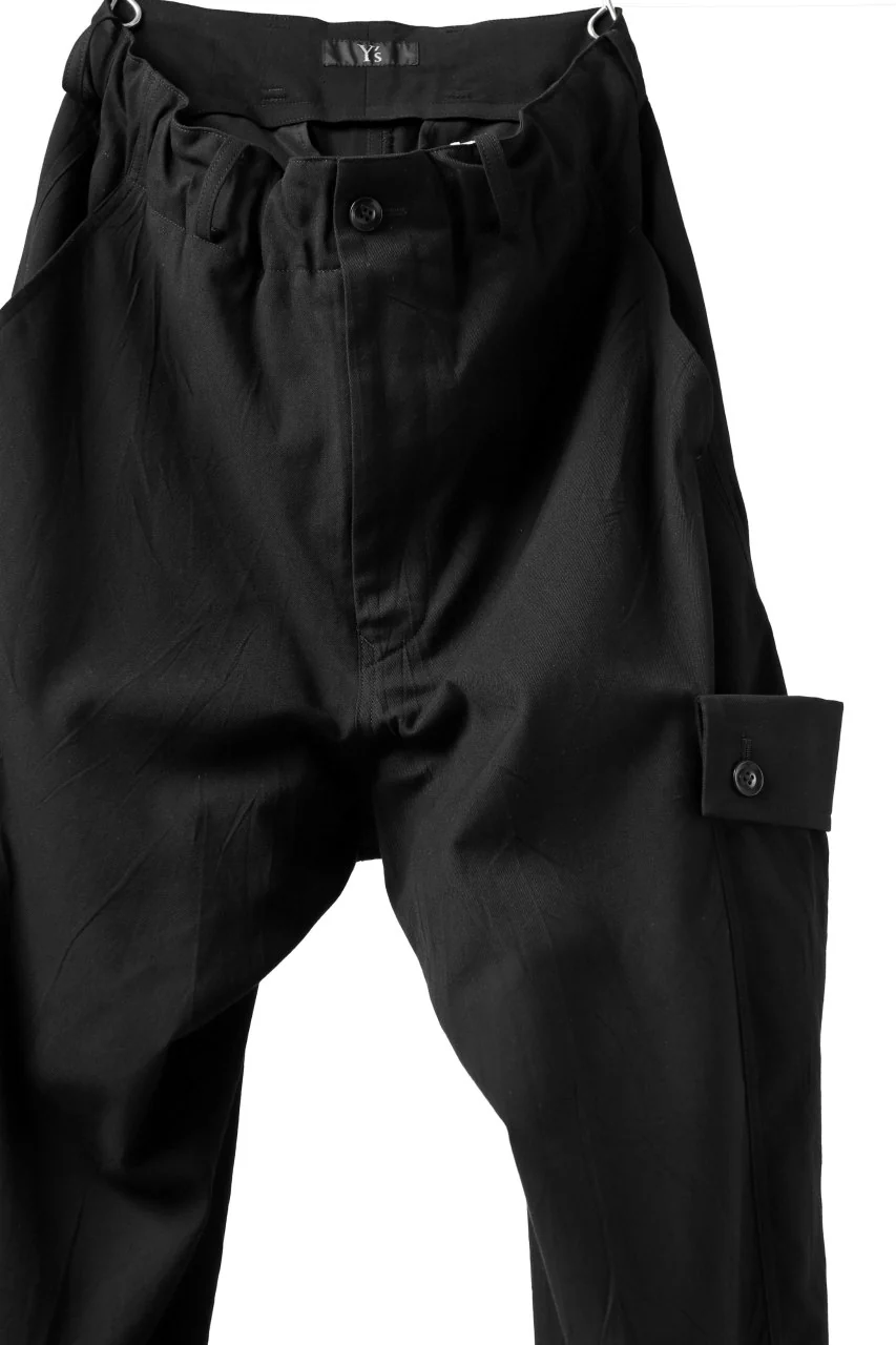 Y's SIDE FLAP POCKET PANTS / MIXED TWILL (BLACK) - Image 6