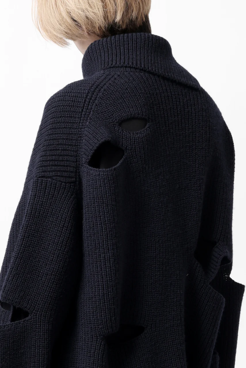 Y's SLASHED HIGHNECK KNIT PULLOVER / 5G WOOL (NAVY) - Image 45