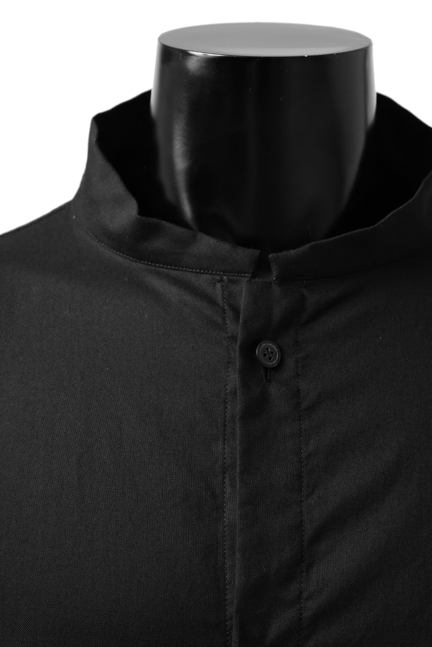 Y's STAND COLLAR LONG SHIRT / THIN TWILL (BLACK) - Image 17