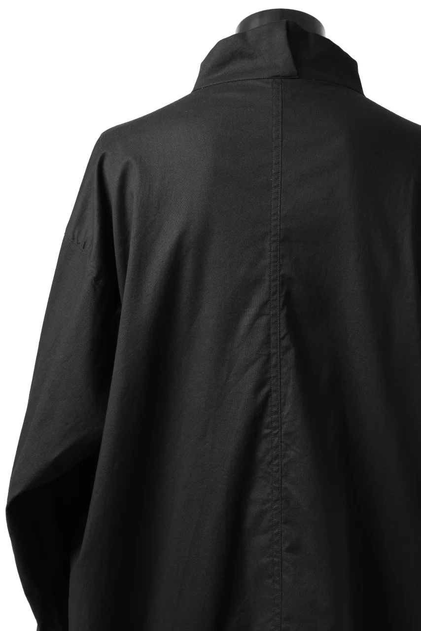 Y's STAND COLLAR LONG SHIRT / THIN TWILL (BLACK) - Image 25
