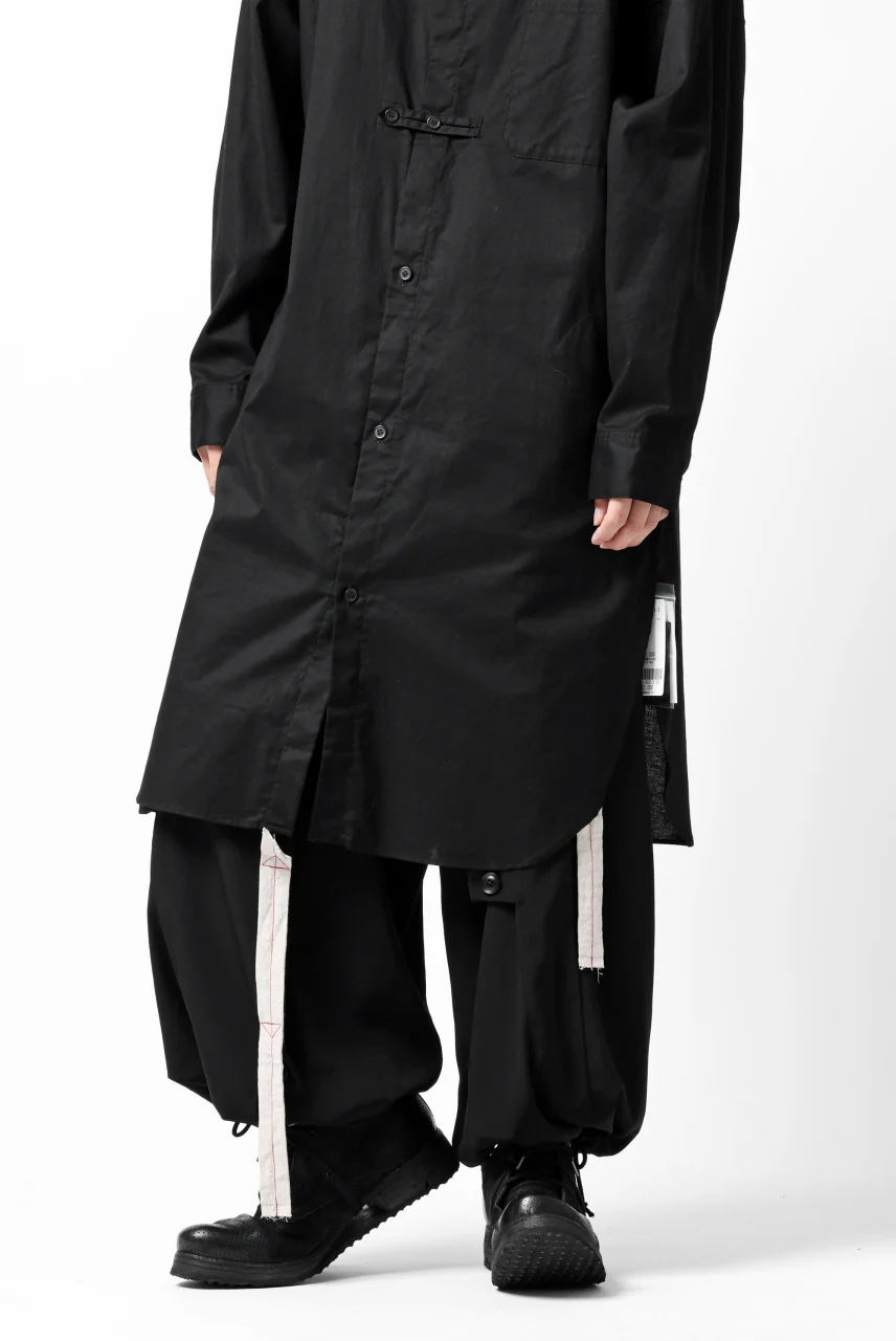 Y's STAND COLLAR LONG SHIRT / THIN TWILL (BLACK) - Image 38