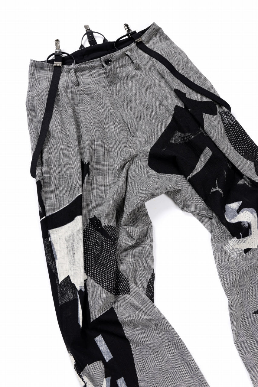 Y's SUSPENDER PANTS / COLLAGE HOUNDTOOTH (GREY) - Image 15