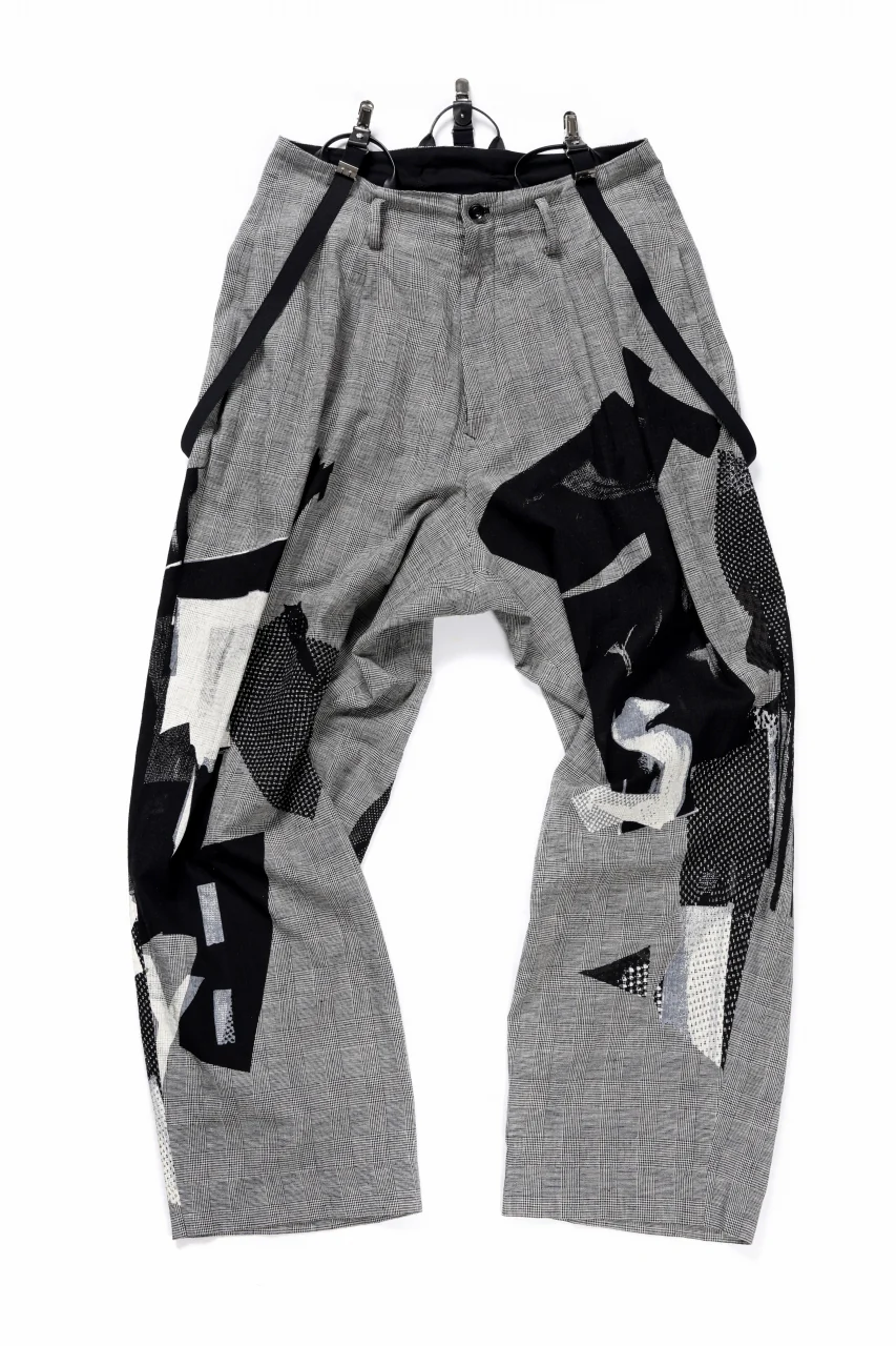 Y's SUSPENDER PANTS / COLLAGE HOUNDTOOTH (GREY) - Image 2